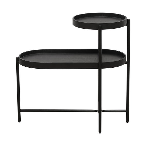 2-Tier Side Table with Storage Sofa Table with Bottom Anti-slip and Tray End Table Modern Living Room Center Table