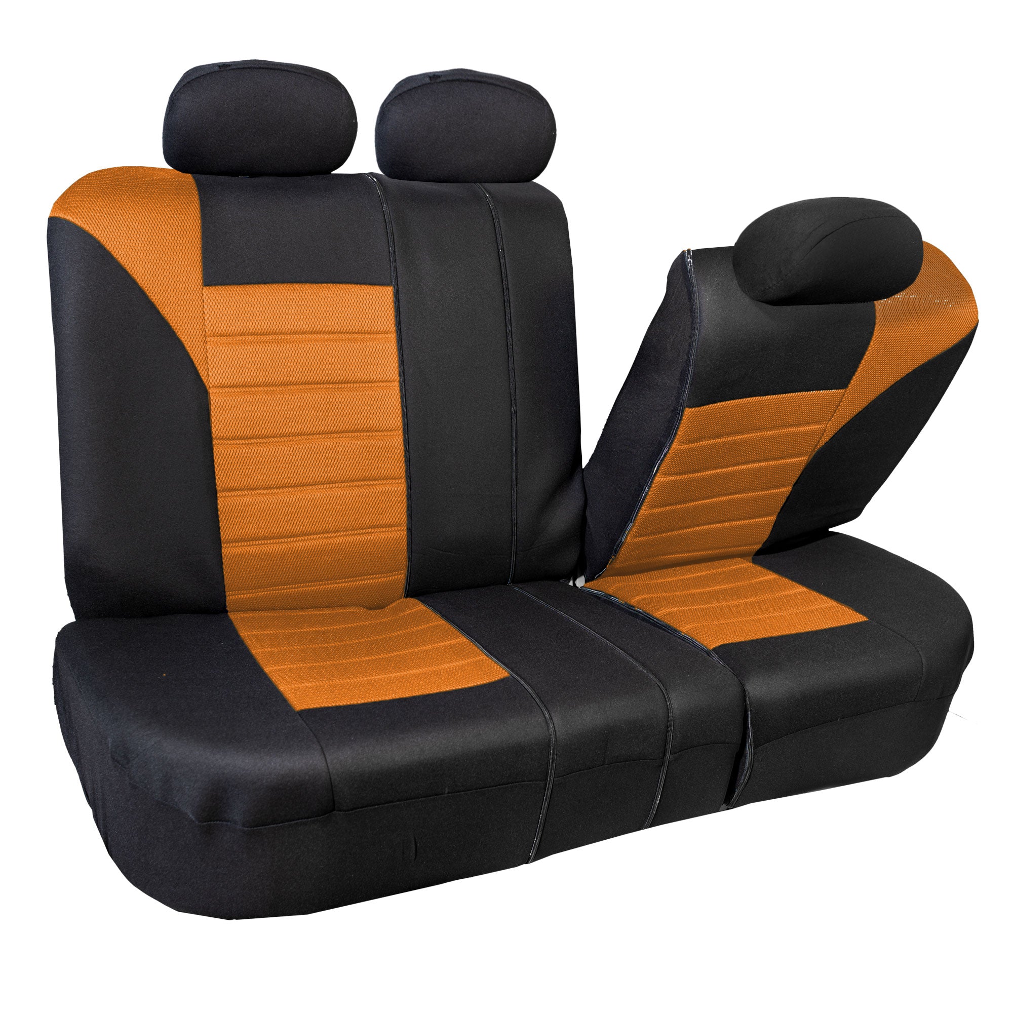 FH Group 3 Row 8 Seaters SUV Seat Covers for Auto 3D Mesh Orange Black Free Gift Air Freshener