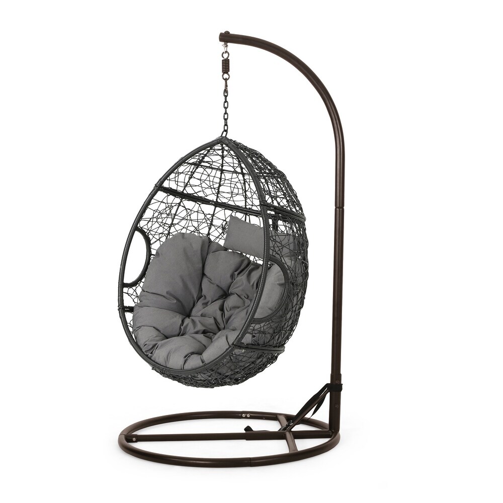 Kylie Outdoor Wicker Hanging Basket Chair by Christopher Knight Home   400 lb limit