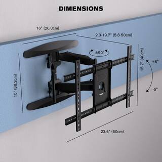 ProMounts Full Motion Articulating TV Wall Mount for 42 in. - 85 in. VESA 200x200 to 600x400 TV Mounting Bracket with Post Level MA641