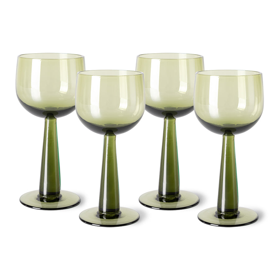 The Emeralds - Olive green wine glass tall (set of 4)