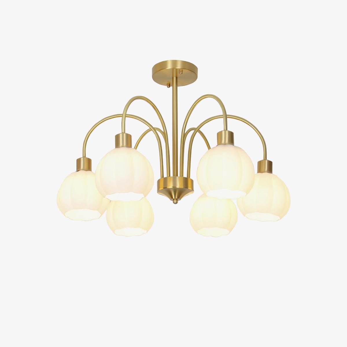 Glass Pumpkin Gold Chandelier