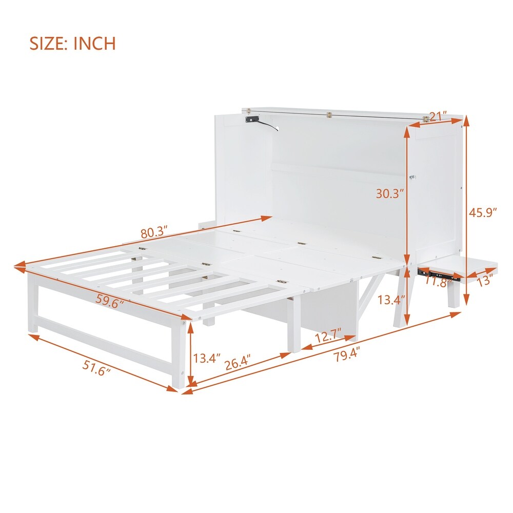 Murphy Bed with USB Port and Removable Shelves on Each Side