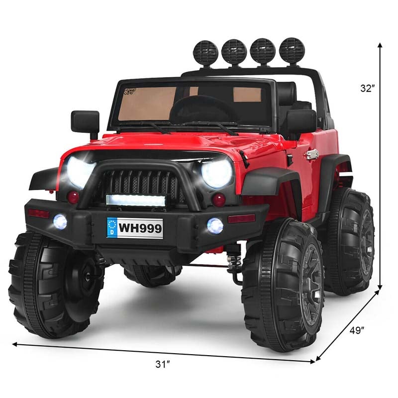 12V Kids Ride On Truck Battery Powered Riding Toy Car Jeep with Spring Suspension & Trunk