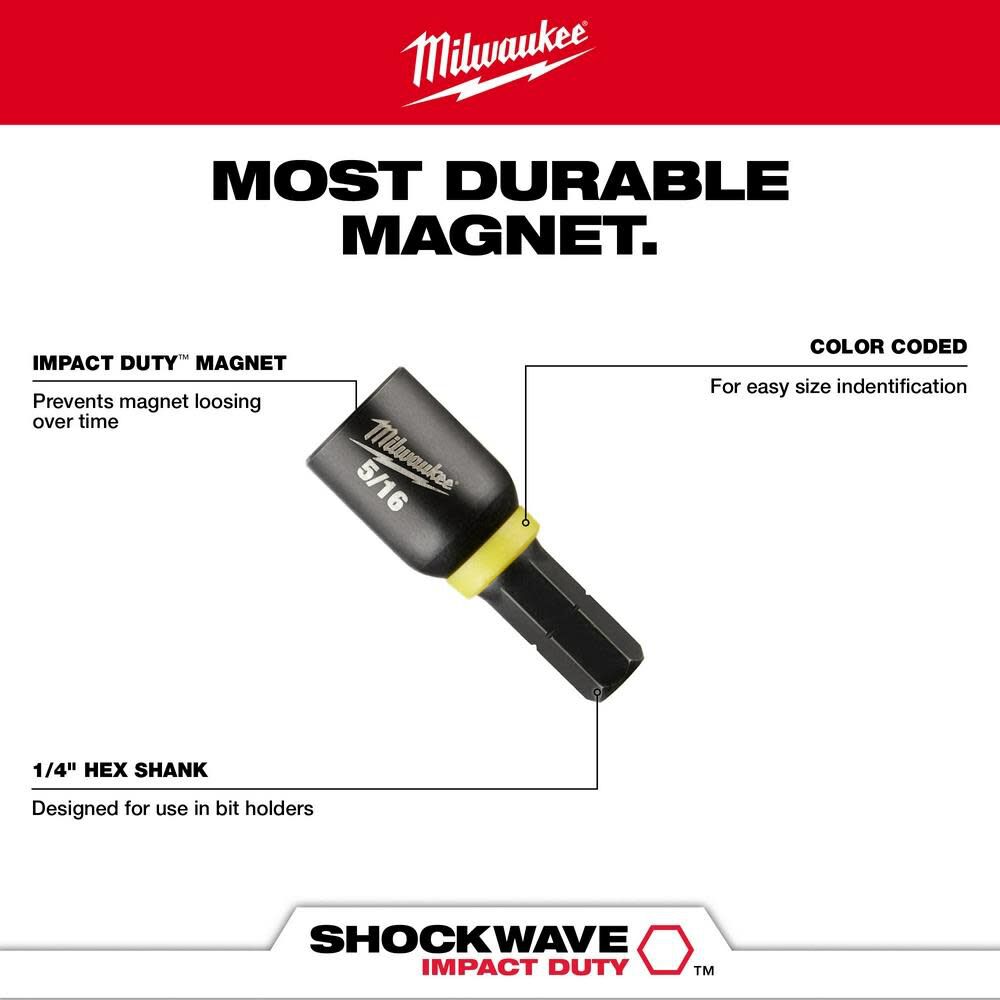 Milwaukee SHOCKWAVE Impact Duty 7/16 Insert Magnetic Nut Driver 3PK 49-66-4516 from Milwaukee