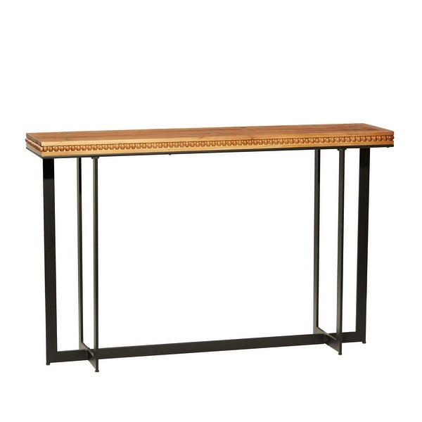 Brown Wood Industrial Table with Black Metal Legs