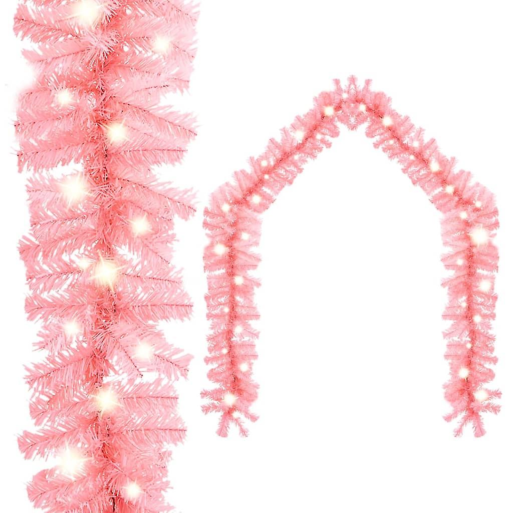 Vidaxl Christmas Garland With Led Lights 33 Ft Pink