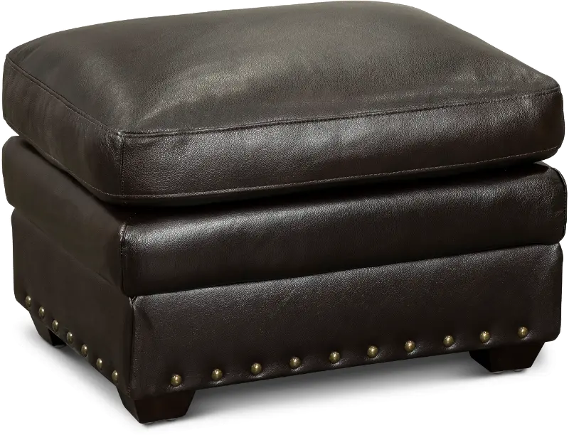 Derrick Dark Brown Leather Ottoman