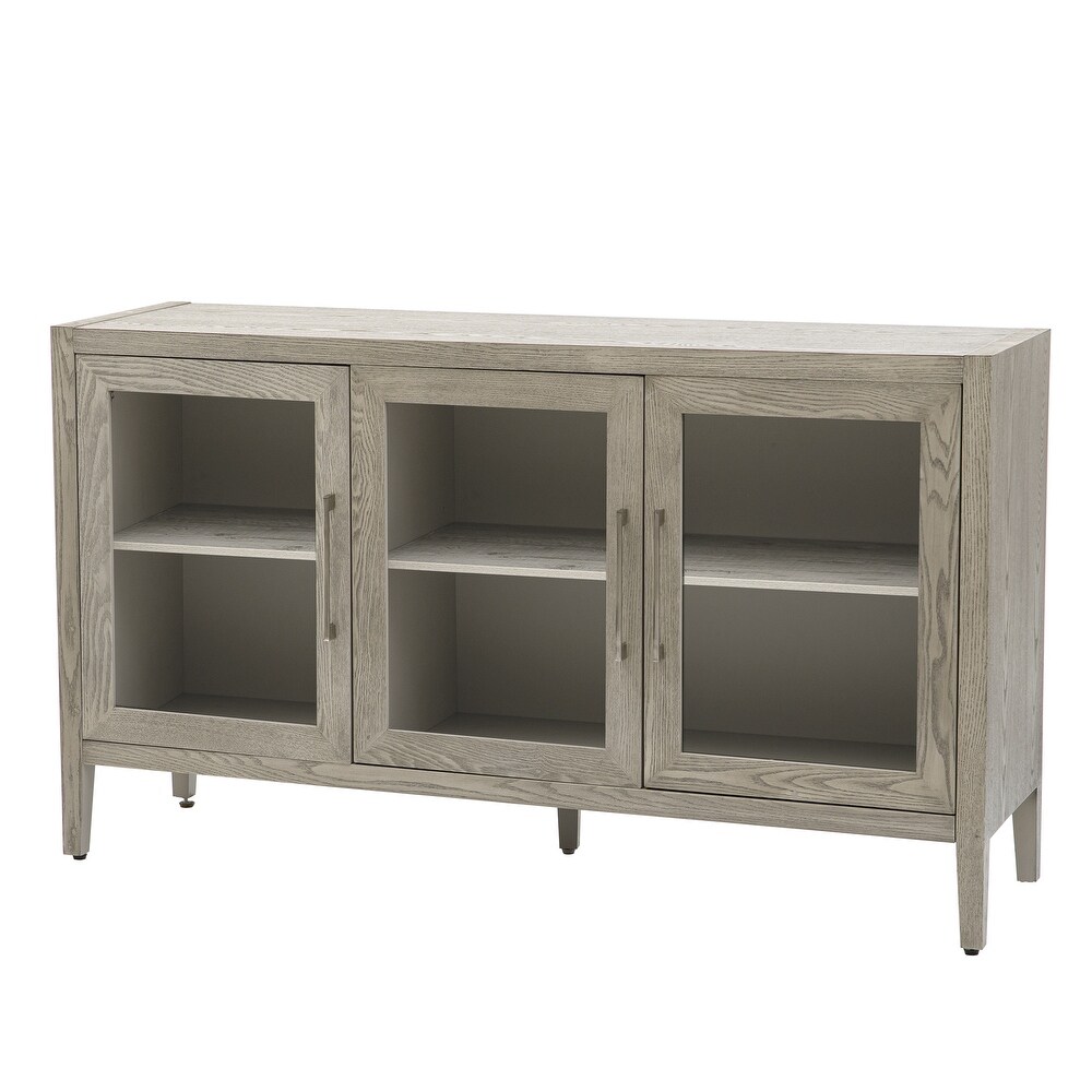 Modern Wood Entryway Storage Cabinet with Glass Doors and Adjustable Shelf