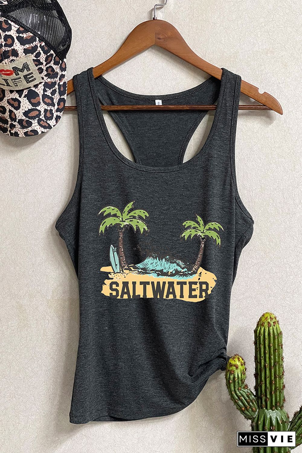 Salt Water Heals Everything Print Sleeveless Tank Top Wholesale