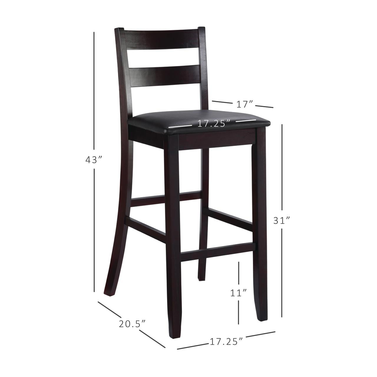 Linon Triena Bar Stool， Dark Brown