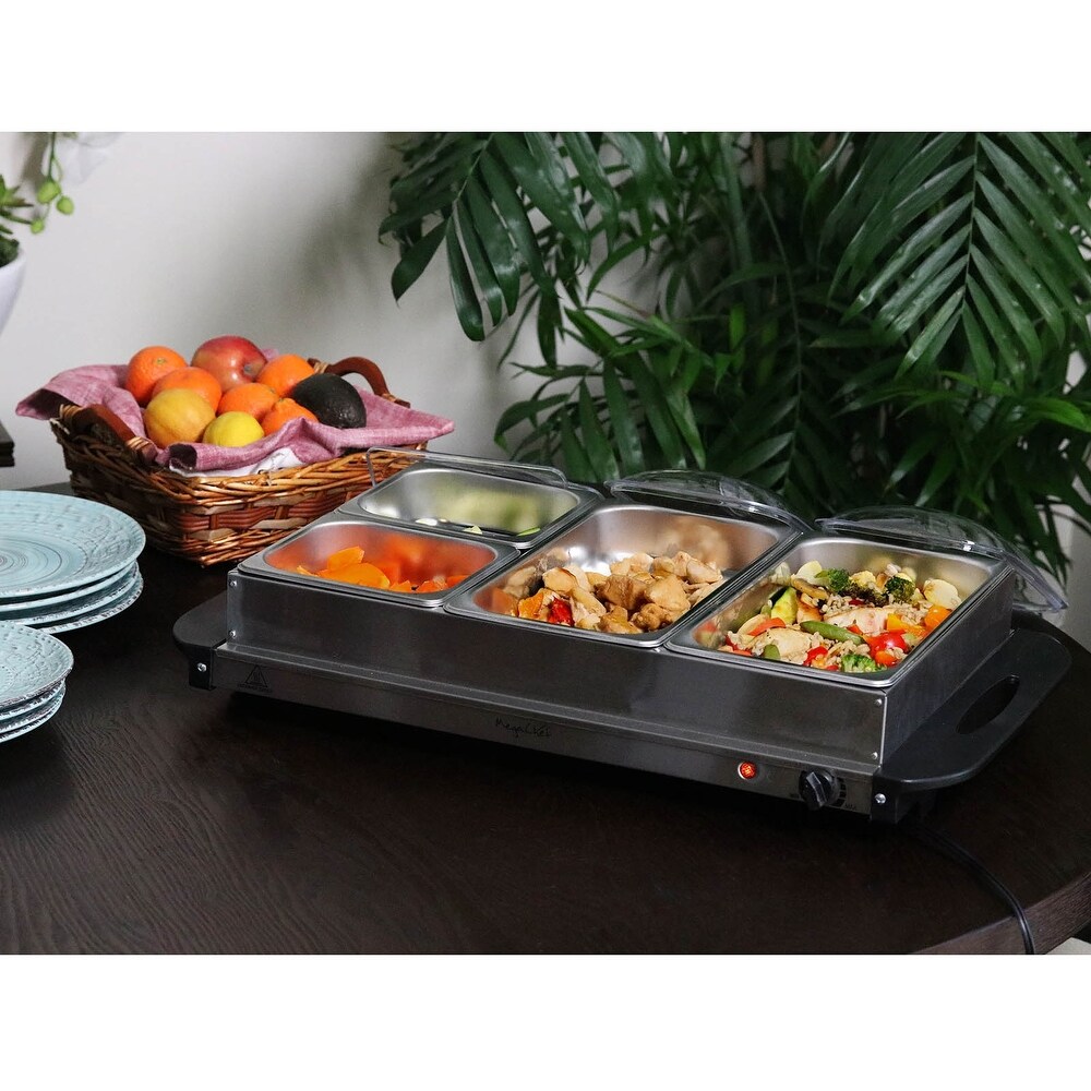 MegaChef Buffet Server   Food Warmer Tray Holder with Four Sections