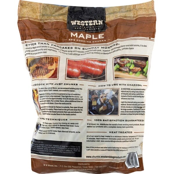 Western BBQ Maple Barbecue Flavor Wood Cooking Chunks for Grilling and Smoking - 8