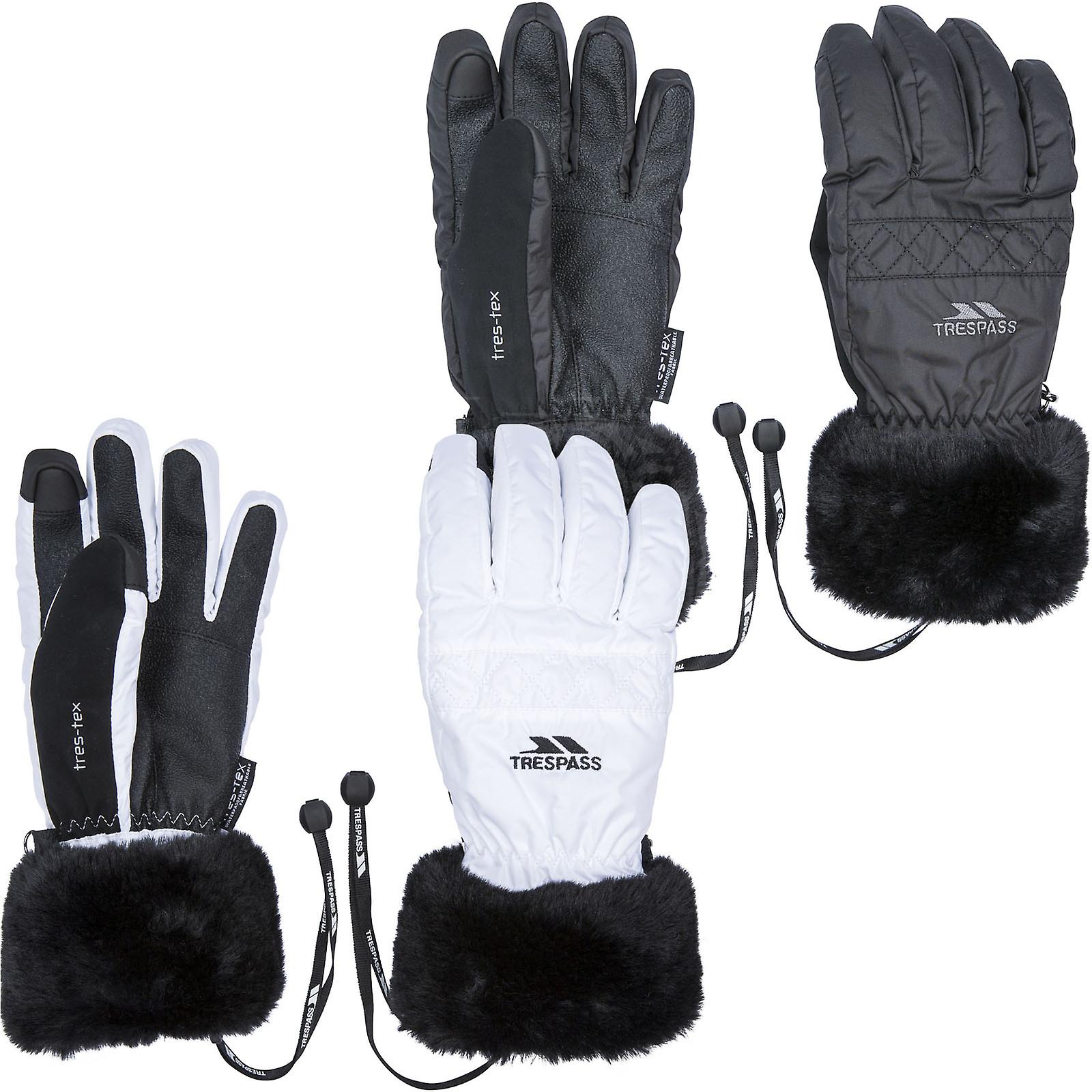 Trespass Adults Waterproof Elasticated Faux Fur Gloves