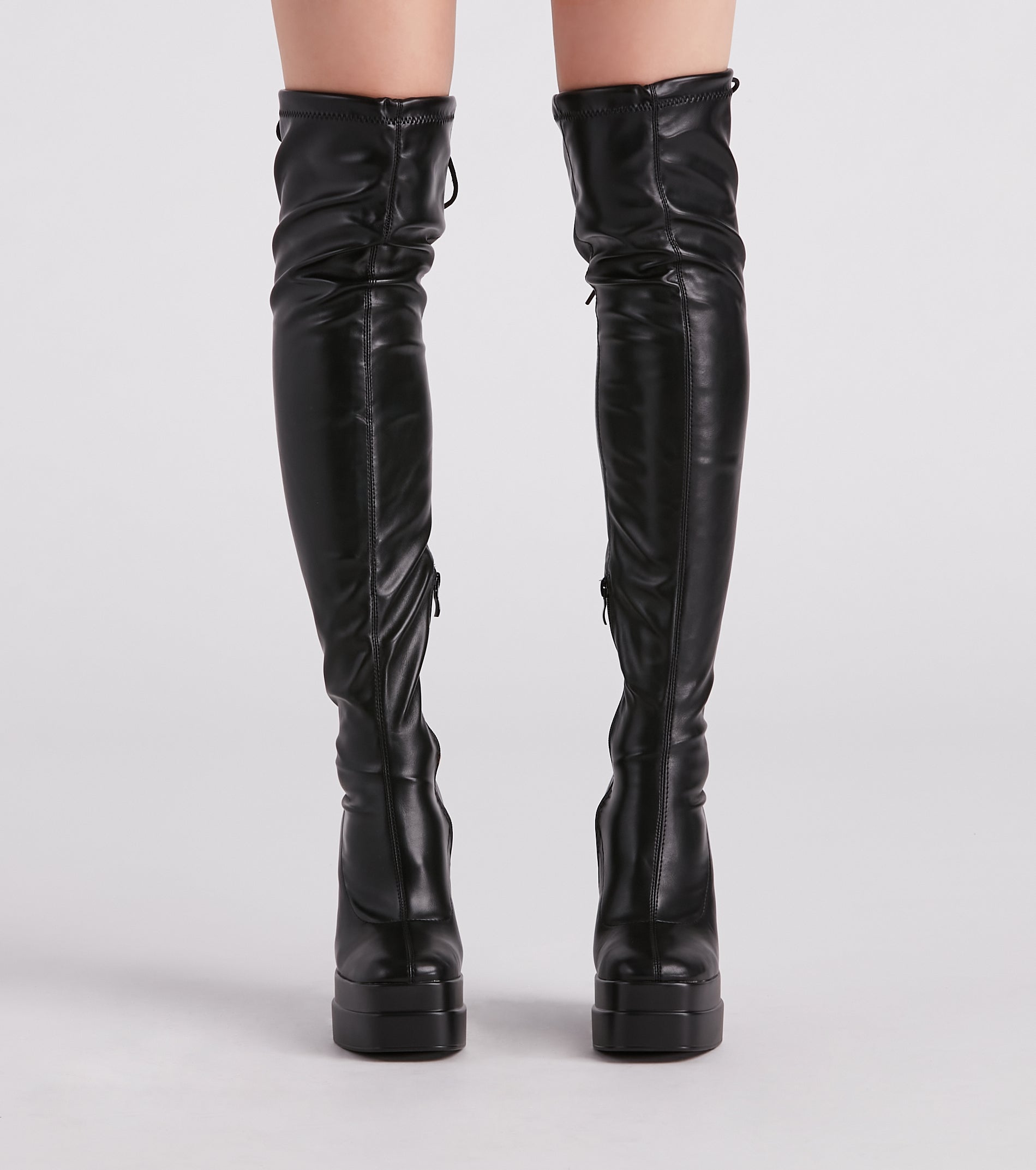 Bold Strut Faux Leather Thigh-High Boots