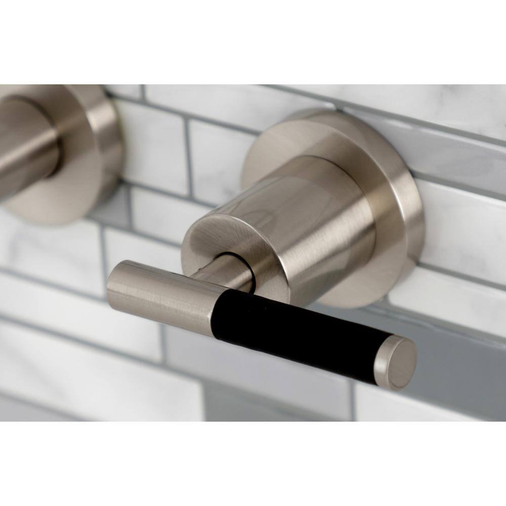 Kingston Brass Kaiser 2-Handle Wall Mount Bathroom Faucet in Brushed Nickel HKS8128CKL