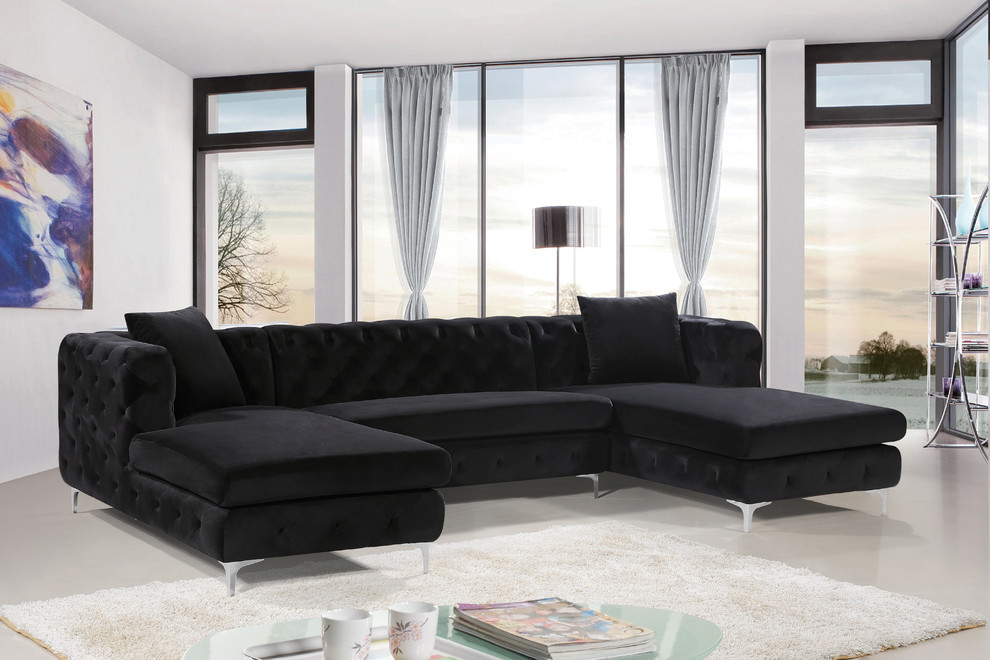 Gail Velvet 3 Piece Sectional   Contemporary   Sectional Sofas   by Meridian Furniture  Houzz