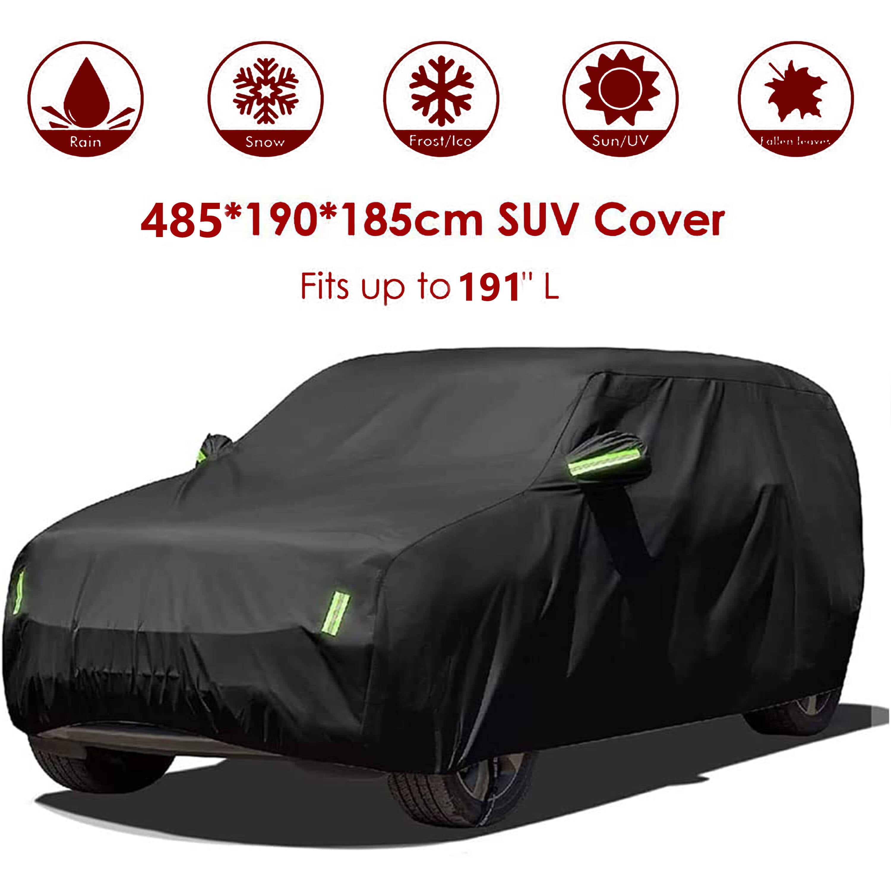 Car Cover Waterproof Anti UV Folded Full Car Protective Cover Snow Resistant With Reflective Strip for SUV， 191