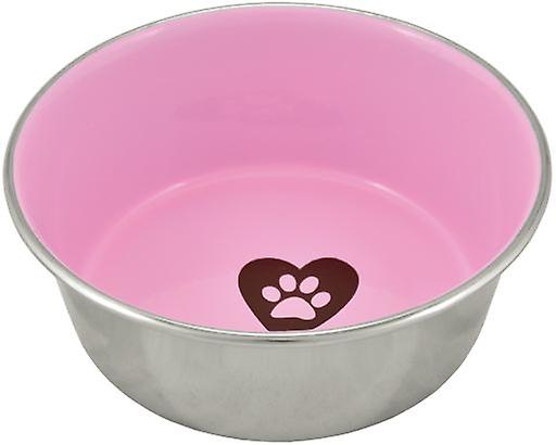 Nayeco Love Paw Pink Anti-Slip Stainless Steel Feeder