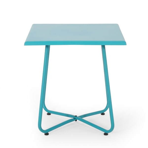 Small Square Side Table Outdoor Side Table 18inch Modern End Accent Table for Patio Porch Peacock Blue