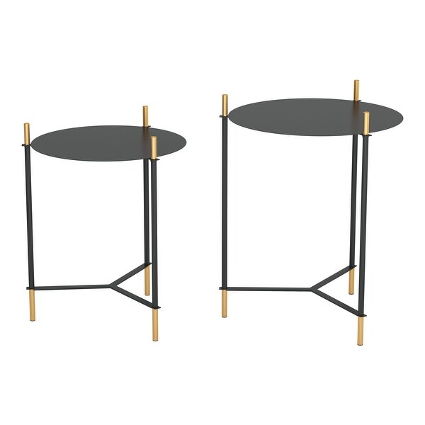 Set of 2 Jerry Side Tables Black and Gold - 18.5