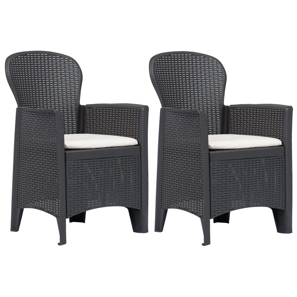 vidaXL Patio Chairs 2 Pcs Dining Single Chair with Cushion Plastic Rattan Look   23.2\