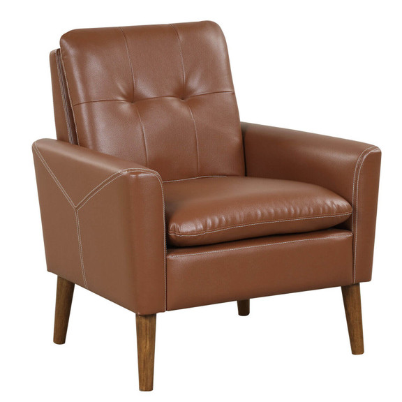 Costway 91246853 Modern PU Leather Accent Chair wi...