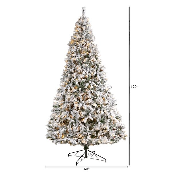 10' Flocked White River Mountain Pine Christmas Tree with Lights