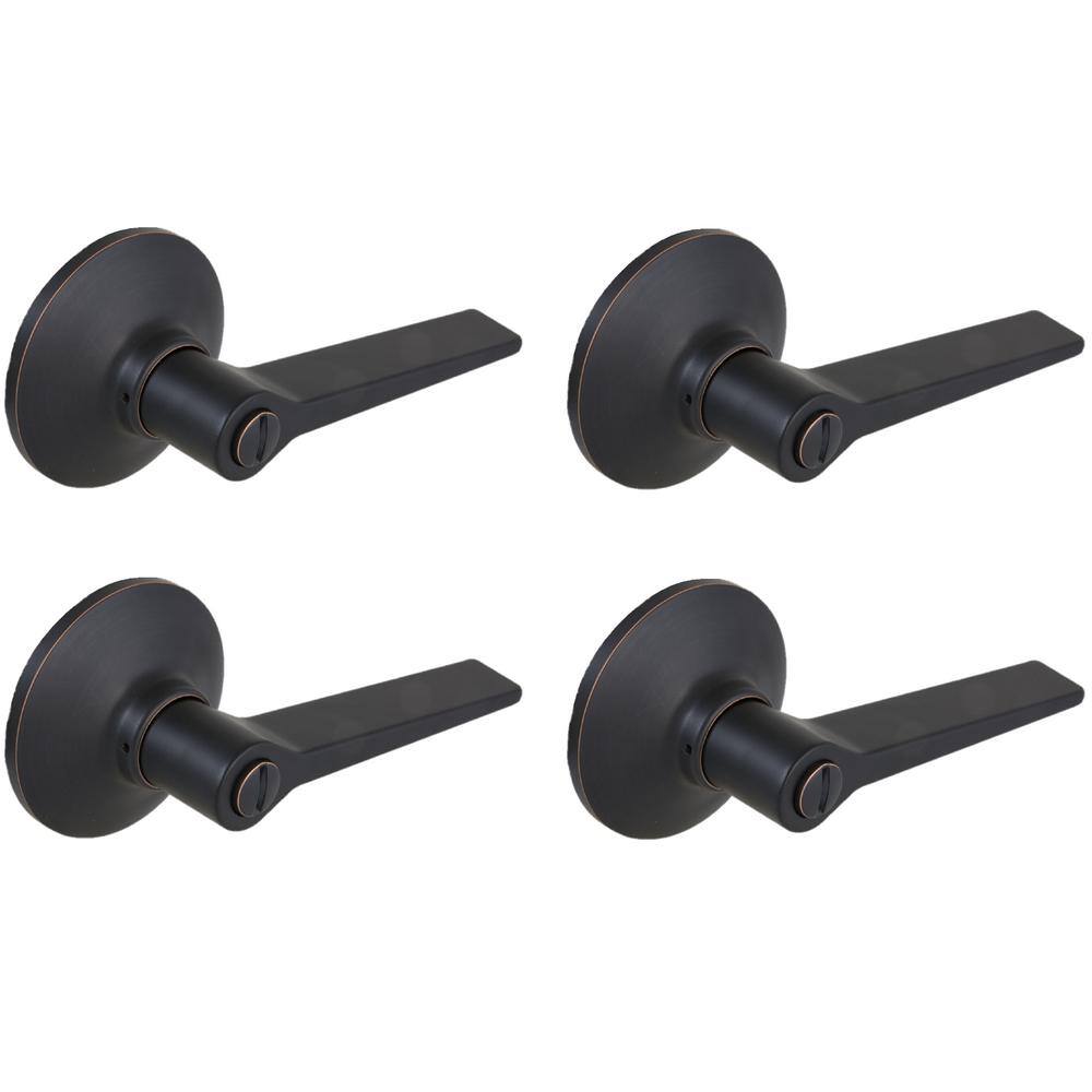 Defiant Freedom Aged Bronze Bed and Bath Door Handle (4-Pack) LEX701BXCD4