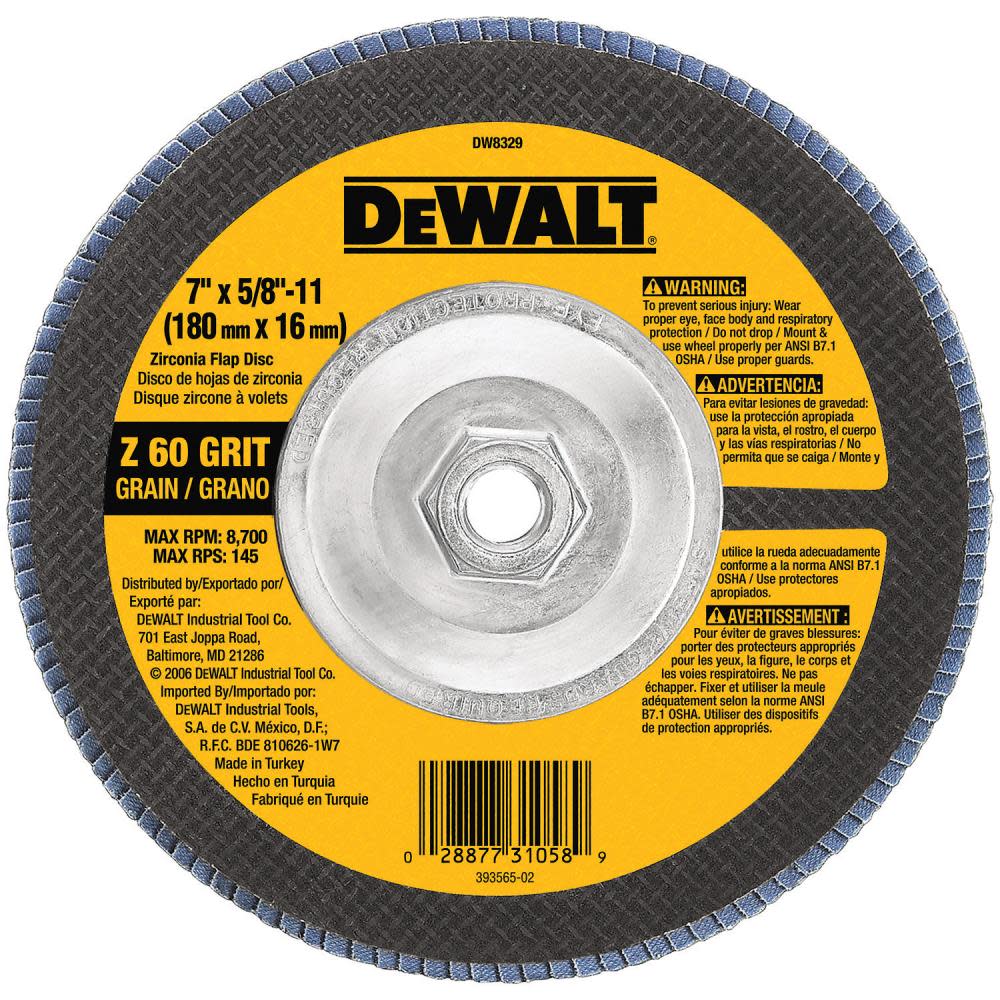 DEWALT 7-in x 5/8-in 60 g Type 29 HP Flap Disc DW8329 from DEWALT