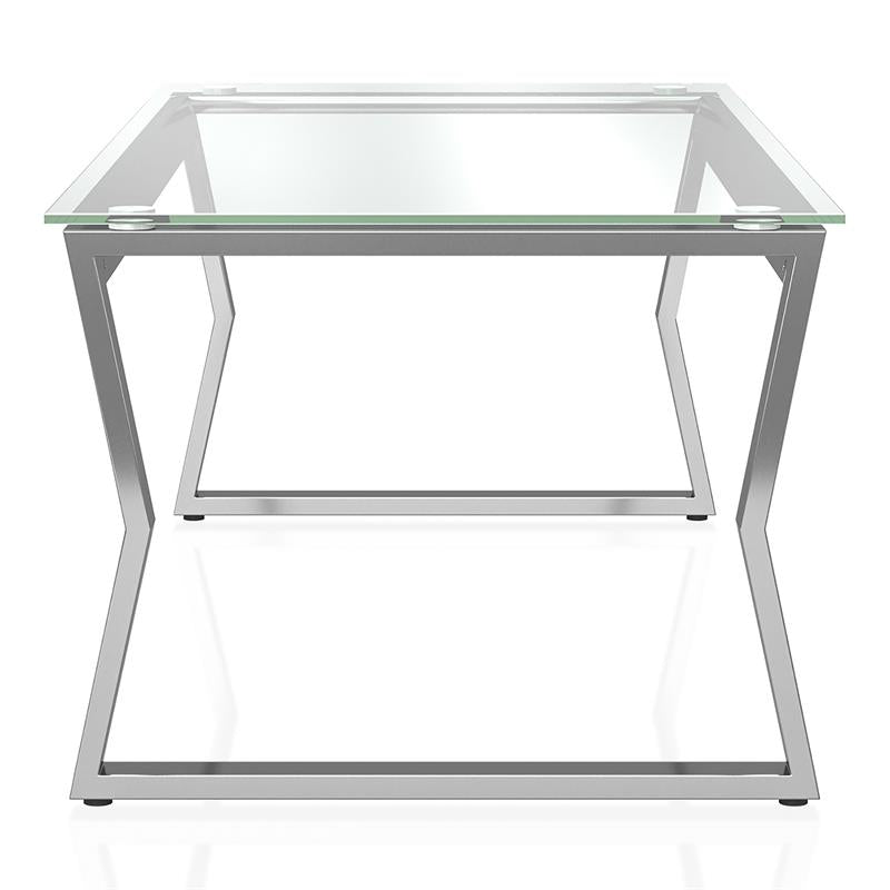 Furniture of America Syann Contemporary Glass Top Coffee Table in Chrome