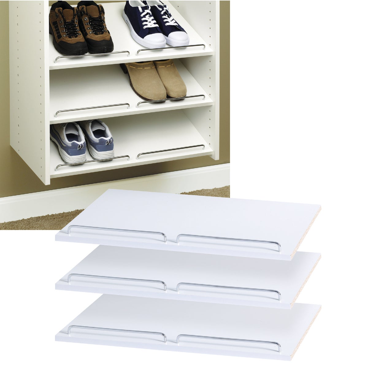 Easy Track Laminated Shoe Shelf White