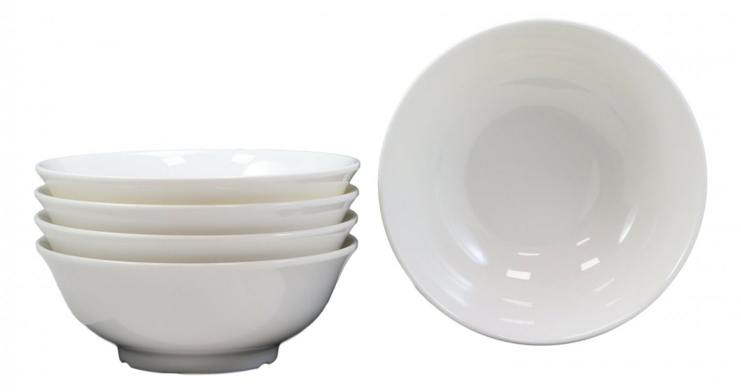 1 Restaurant Supply Contemporary Round White Jade Melamine Large Soup Bowls Set 5 EBR02