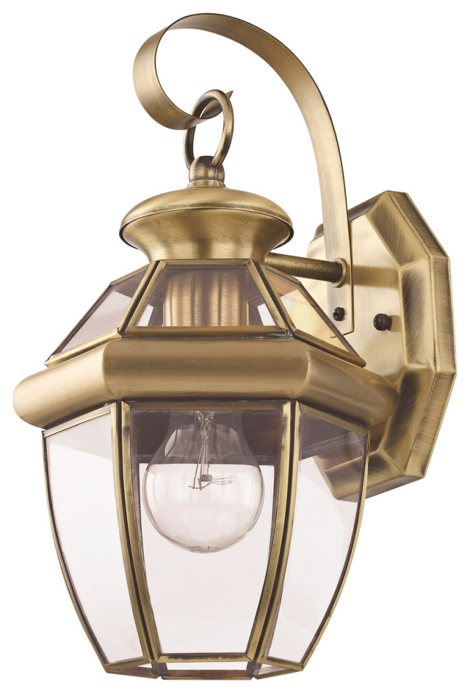 Monterey 1 Light Outdoor Wall Light  Antique Brass  7 quot  Traditional   Outdoor Wall Lights And Sconces   by Lighting New York  Houzz