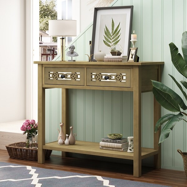 Merax Classic Console Table with 2-Drawers and Shelf