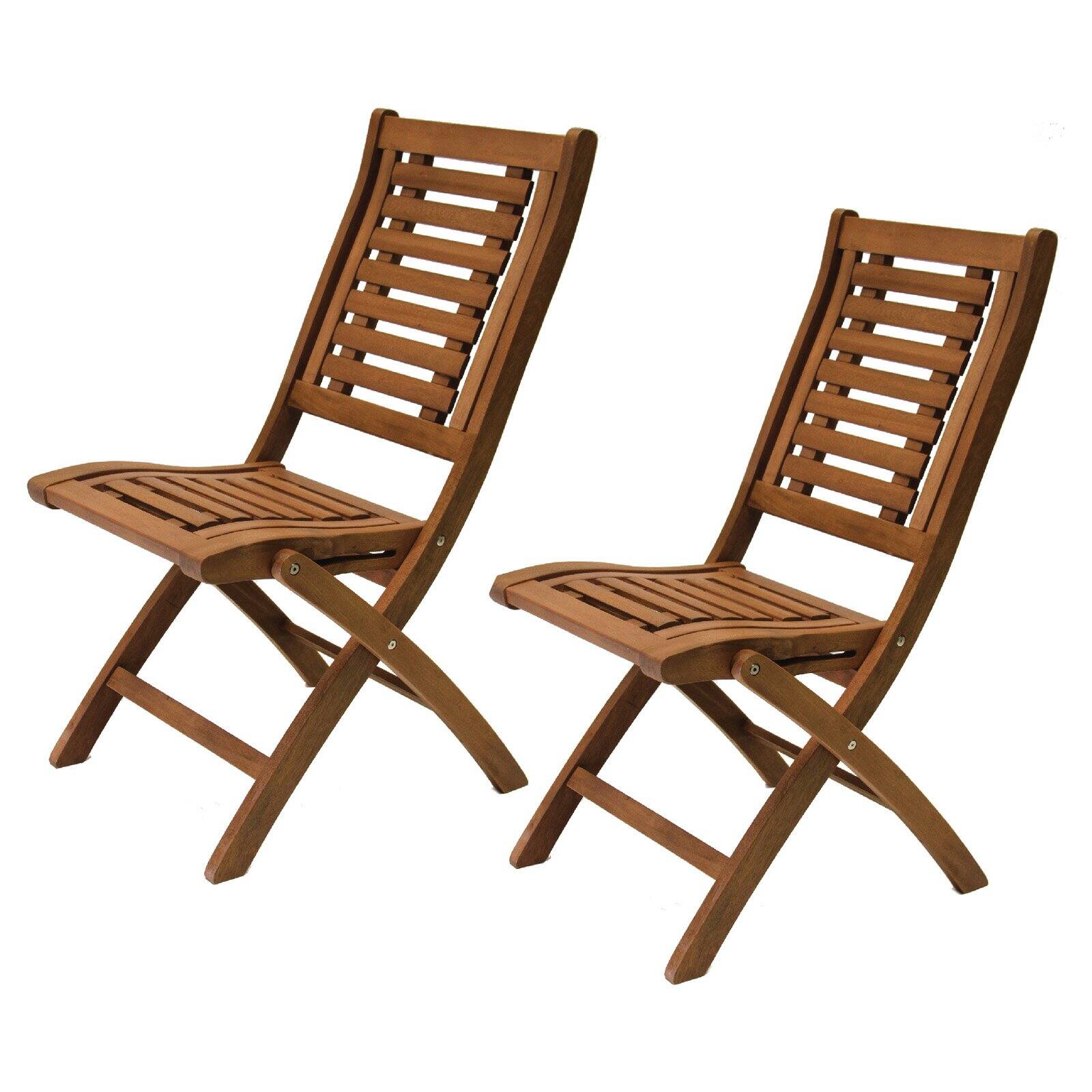 Eucalyptus Folding Side Chair Pair