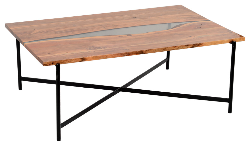 Rivers Edge 48 quotAcacia Wood and Acrylic Coffee Table   Industrial   Coffee Tables   by Bolton Furniture  Inc.  Houzz