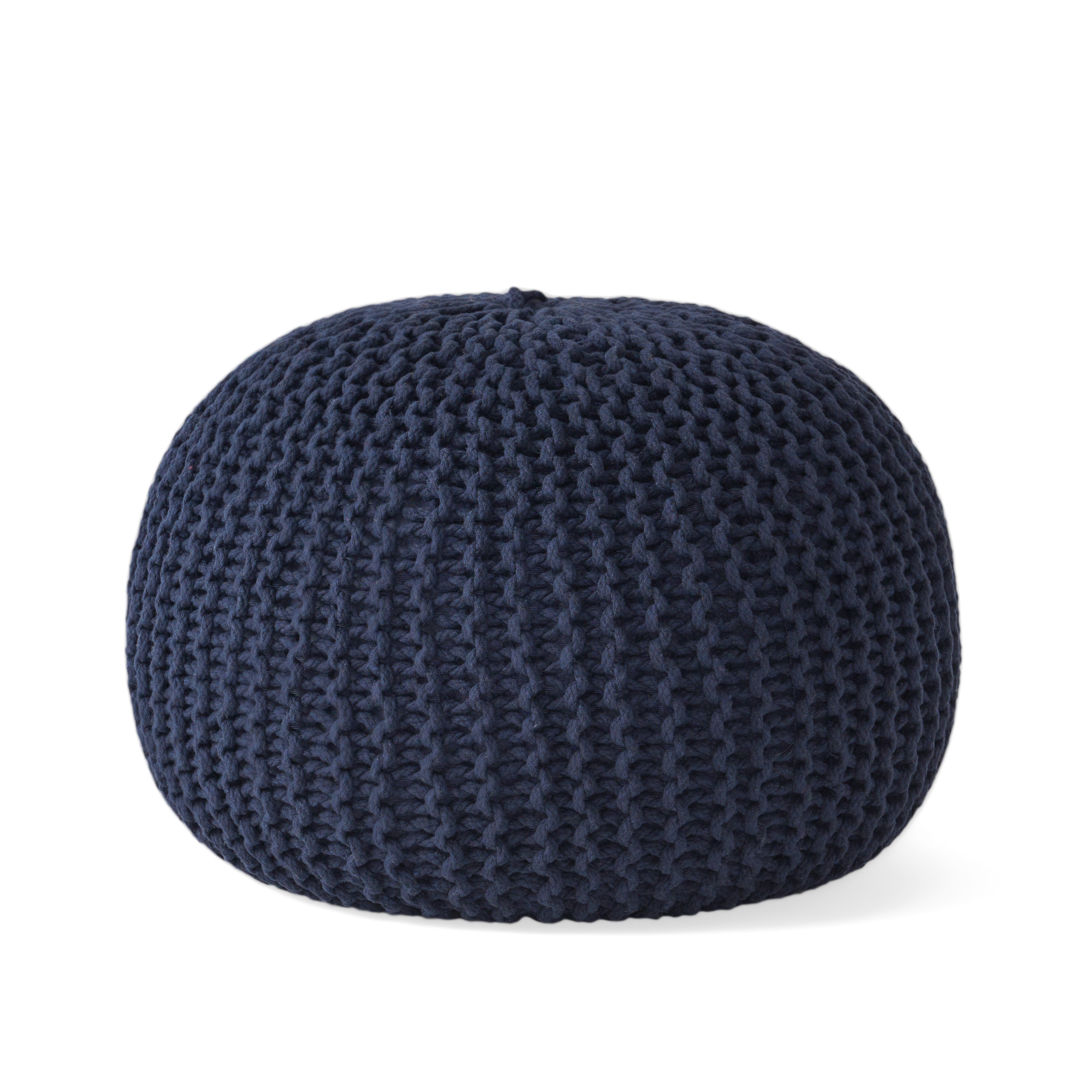 Barwick Modern Knitted Cotton Round Pouf