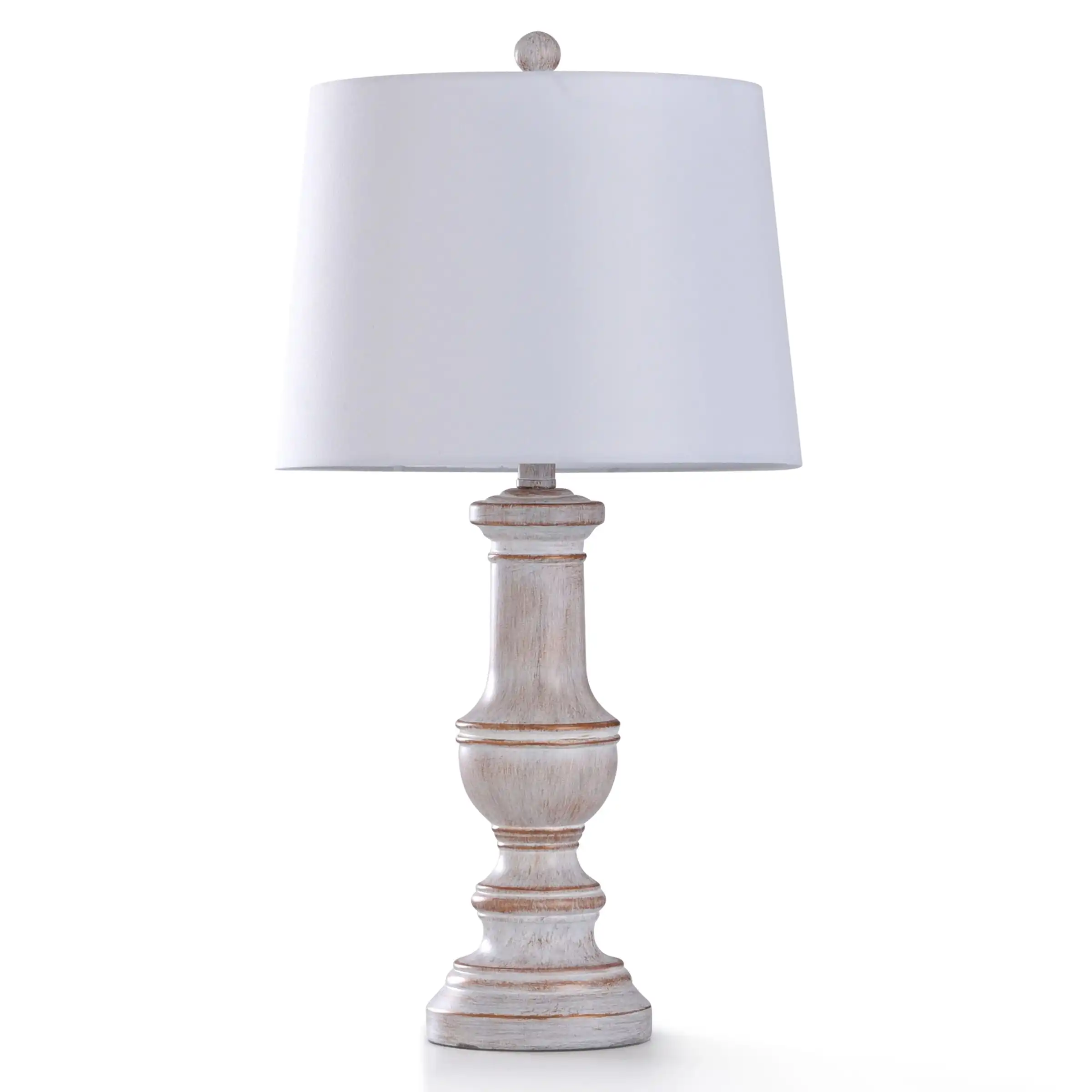 StyleCraft Malta 27inch White Washed Table Lamp with White Shade