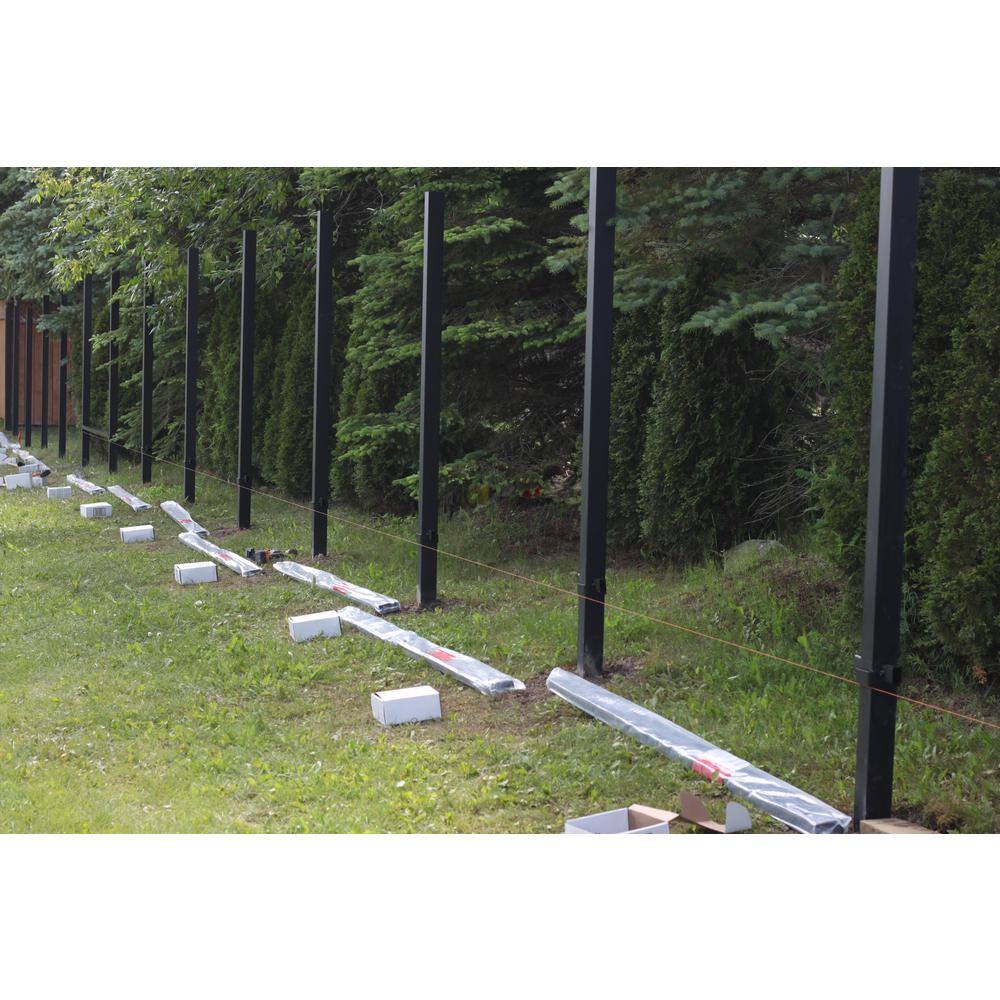 Slipfence 3 in. x 3 in. x 100 in. Black Powder Coated Aluminum Fence Post Includes Post Cap SF2-PK308