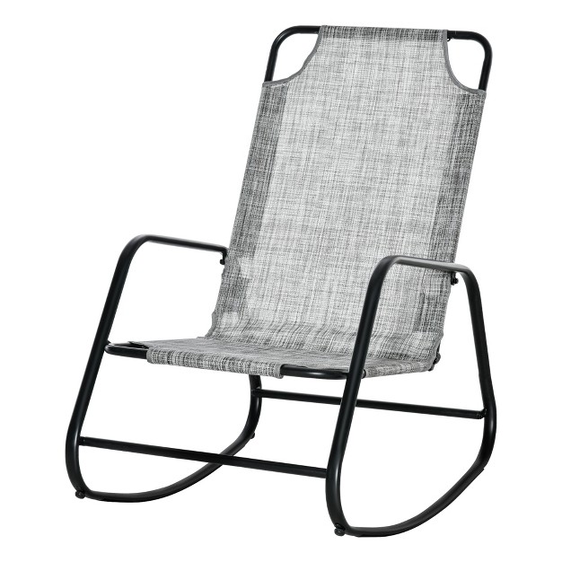 Outsunny Garden Rocking Chair Outdoor Indoor Sling Fabric Rocker For Patio Balcony Porch