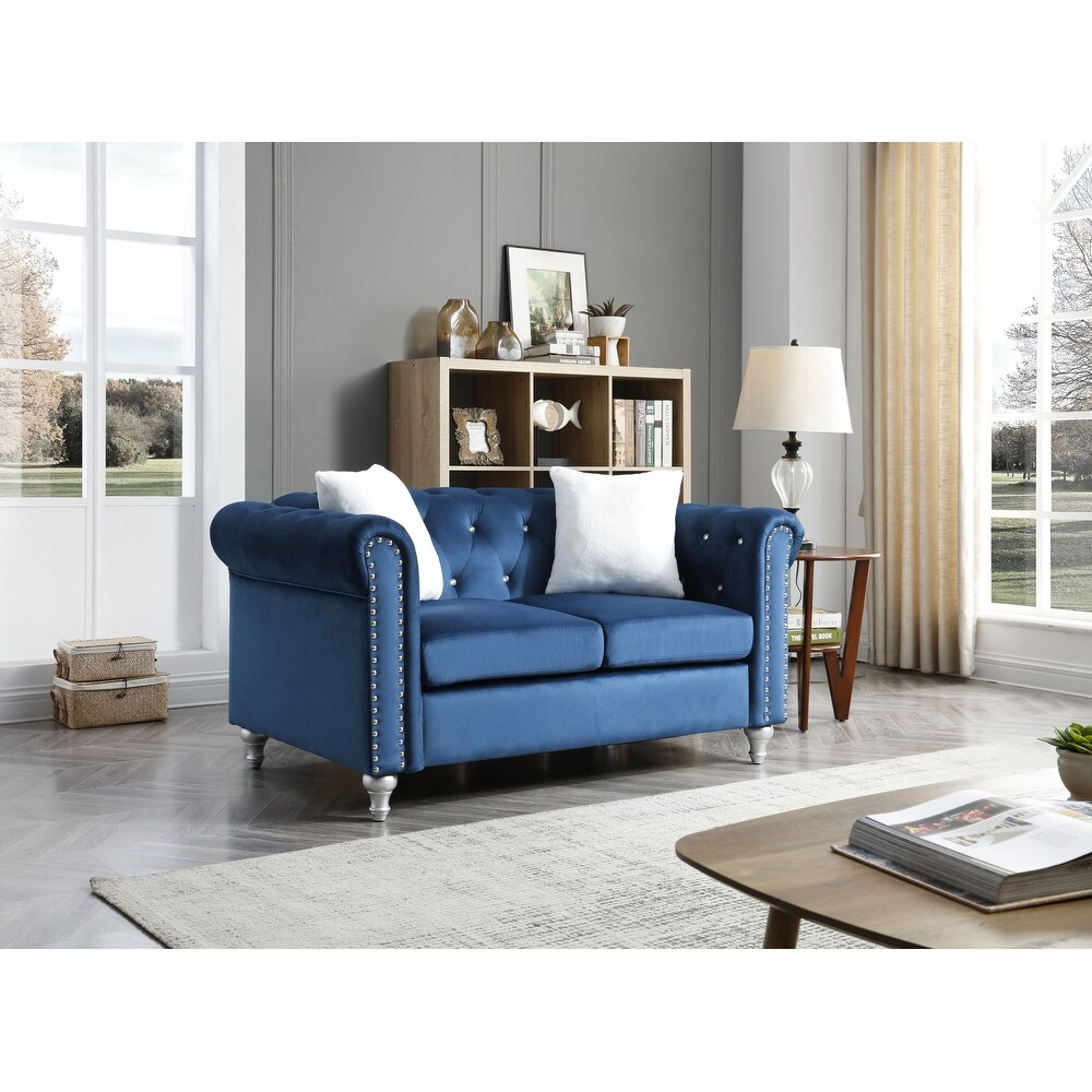Raisa Microsuede Velvet Tufted Loveseat