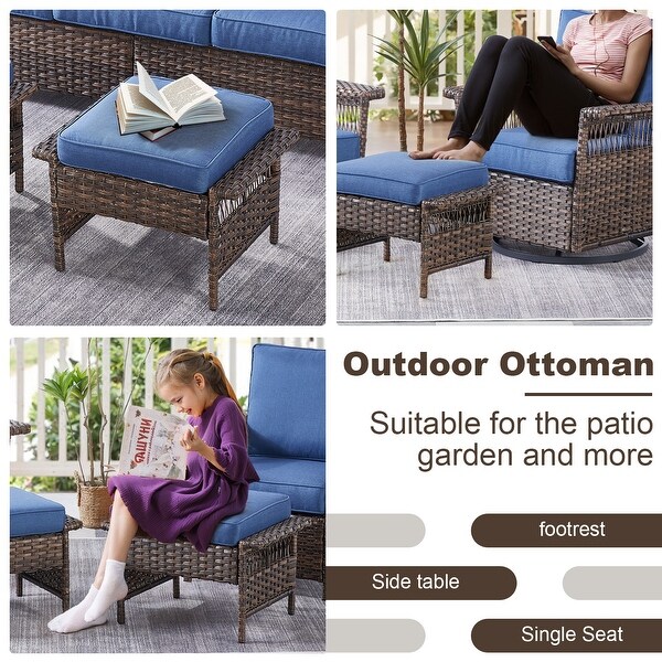 3PCS Outdoor Swivel Gliders Chair Table with Ottoman