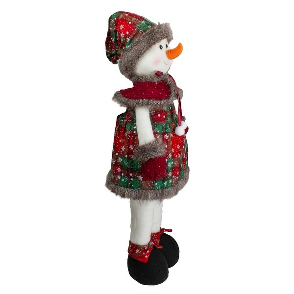 24 Red and Green Jolly Plush Girl Snowman Christmas Figure