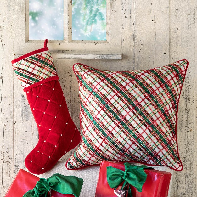 Park Hill Collection Holiday Cheer Plaid Pillow