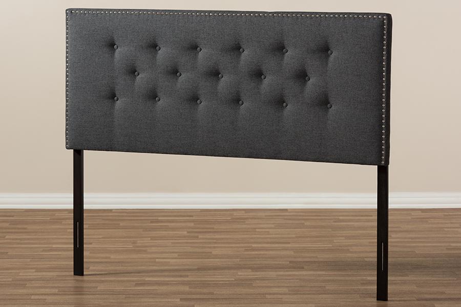 Baxton Studio Windsor Modern and Contemporary Dark Grey Fabric Queen Size Headboard  Crowdfused