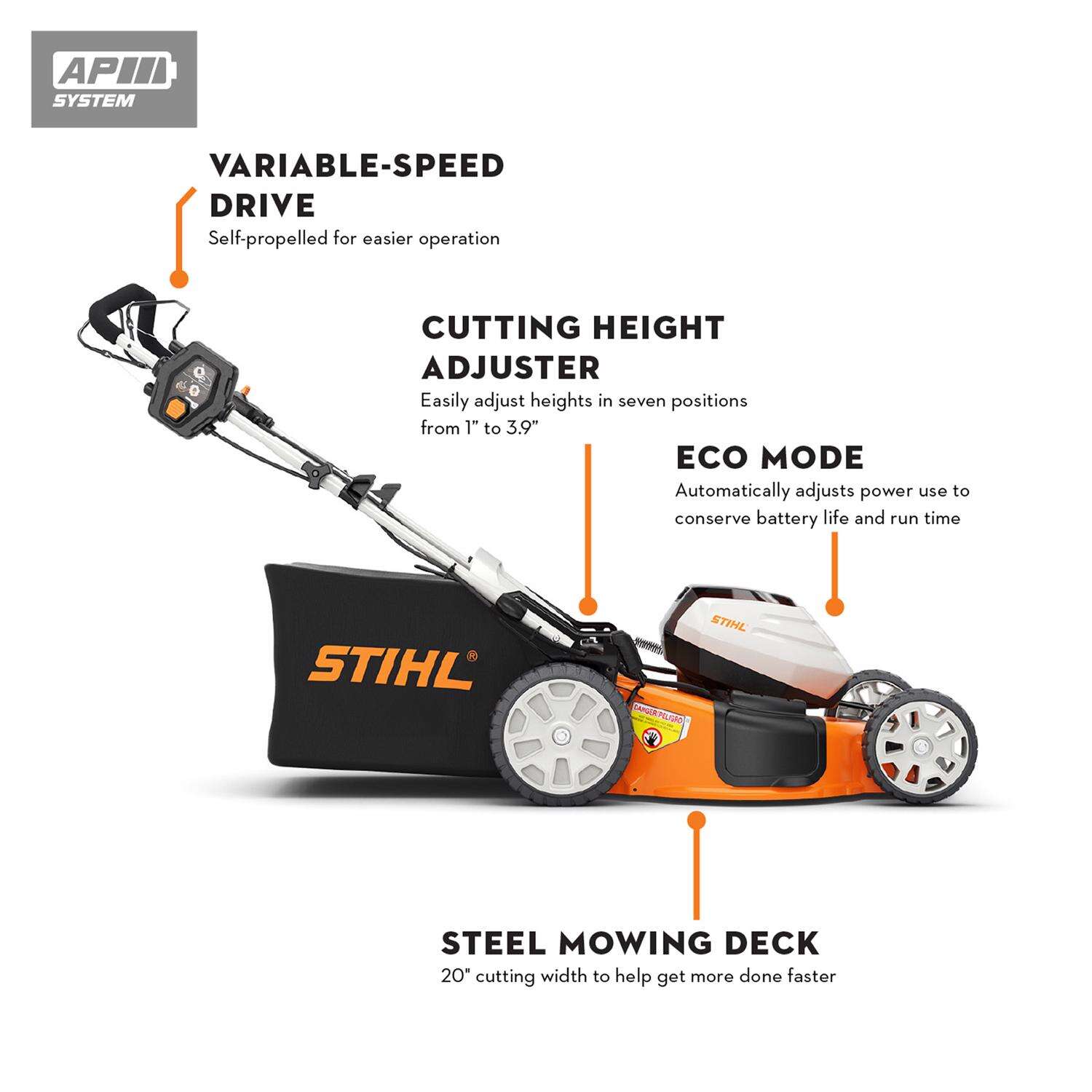 STIHL RMA 510 V 21 in. 36 V Battery Self-Propelled Lawn Mower Kit (Battery and Charger)