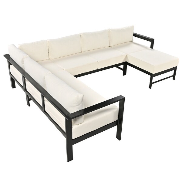 5pcs Patio Ushape Modular Combination Upholstered Sofa Furniture Set