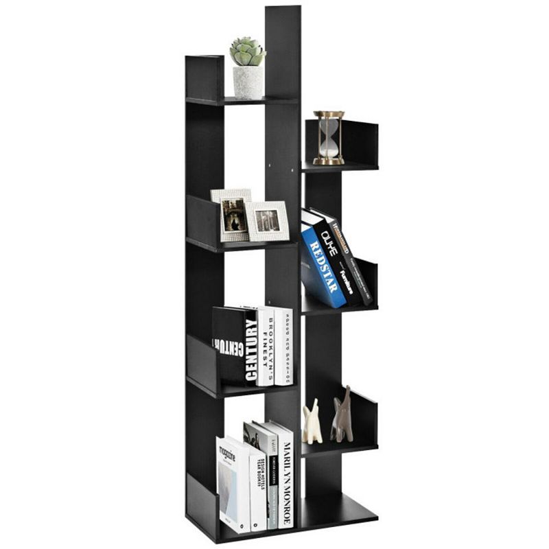 Hivago 8-Tier Bookshelf Bookcase with 8 Open Compartments Space-Saving Storage Rack