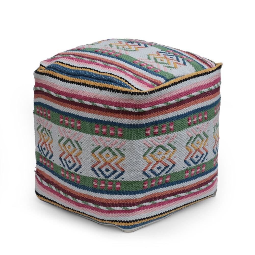 Hamler Boho Handcrafted Peruvian Print Cube Pouf by Christopher Knight Home